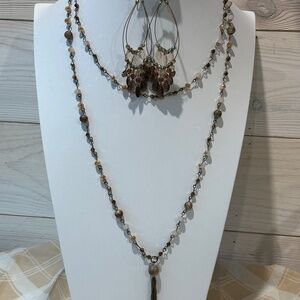 Vintage Boho 1920s Style Tassel Glass Beaded Necklace